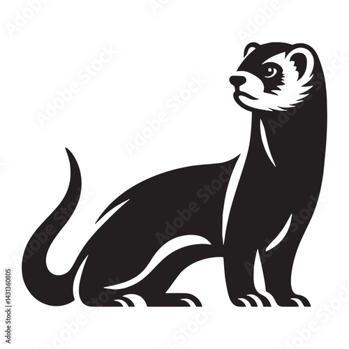 Flat icon-style vector design of ferret built with bold silhouette shape – ferret silhouette – ferret vector – ferret illustration – silhouette of ferret – ferret icon

