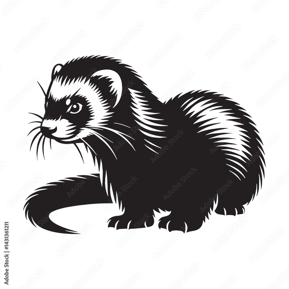 Obraz premium Abstract-style ferret vector with silhouette form focused on clarity – ferret silhouette – ferret vector – ferret illustration – silhouette of ferret – ferret icon