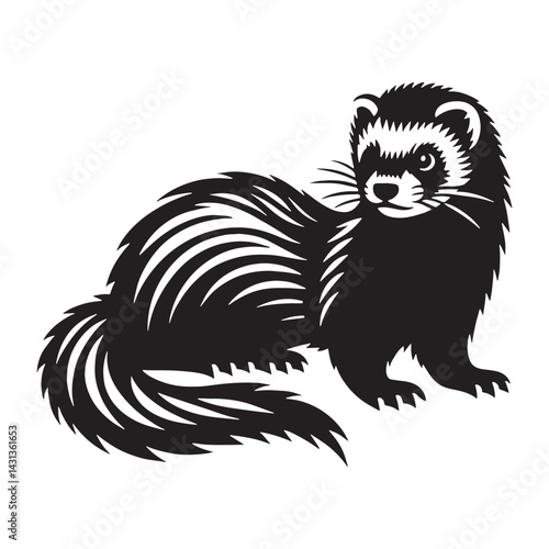 Strong contrast ferret silhouette vector perfect for dark theme assets – ferret silhouette – ferret vector – ferret illustration – silhouette of ferret – ferret icon

