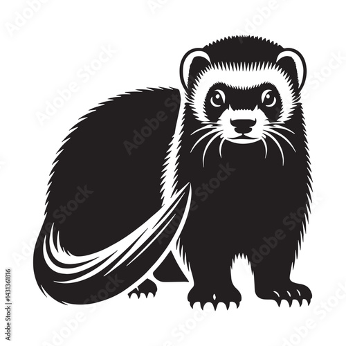 Crisp ferret vector silhouette perfect for visual branding and icons – ferret silhouette – ferret vector – ferret illustration – silhouette of ferret – ferret icon

