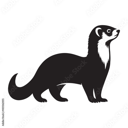 Black-on-white ferret vector icon styled with compact silhouette design – ferret silhouette – ferret vector – ferret illustration – silhouette of ferret – ferret icon

