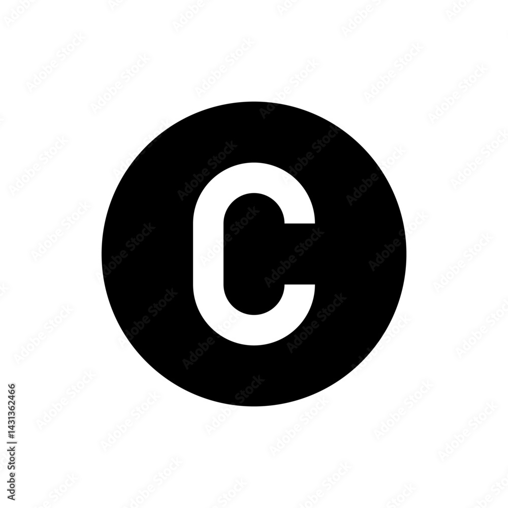 A bold white letter c stands out against a solid black circle creating a simple yet striking visual design A bold white letter c stands out against a solid black circle creating a simple yet striking visual design