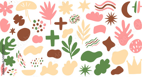 Wallpaper Mural Abstract Boho Shapes  Floral & Geometric Elements  Terracotta Mustard  Torontodigital.ca