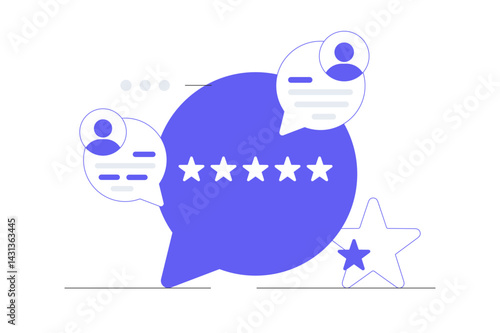 Feedback concept. Clients Choosing Satisfaction. Rating and Leaving Positive Review. Flat Cartoon Vector Illustration, icon. Stylish abstract design landing page