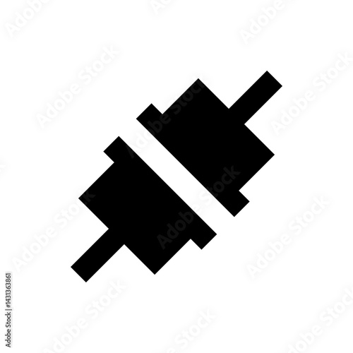 Illustration of a black disconnected plug with a simple design on a white background image view