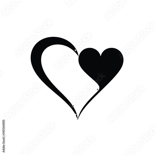 Black heart graphic vector illustration for valentines day love and romance themed designs and backgrounds