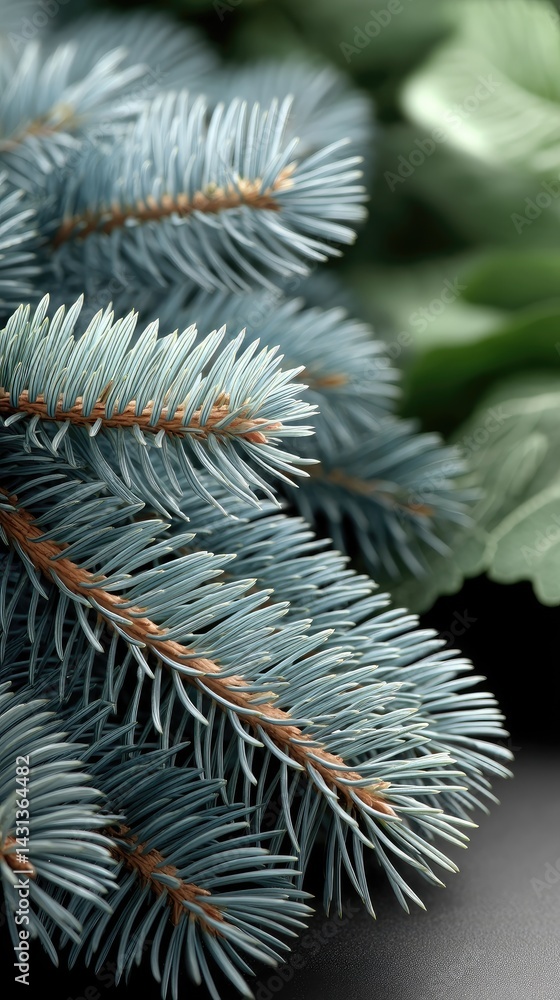 Close-up view of blue spruce branches showcasing vibrant foliage under natural light in a tranquil outdoor environment