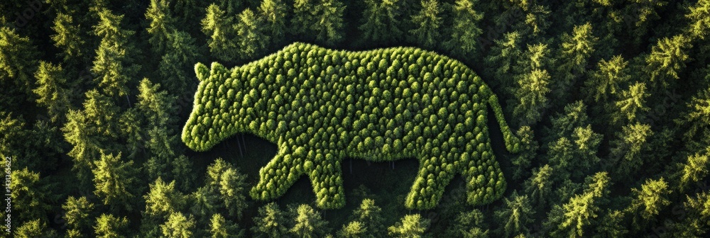 Treetop Formation Resembling Wildlife Showcasing Natures Beauty From Above in a Lush Forest Area Generative AI