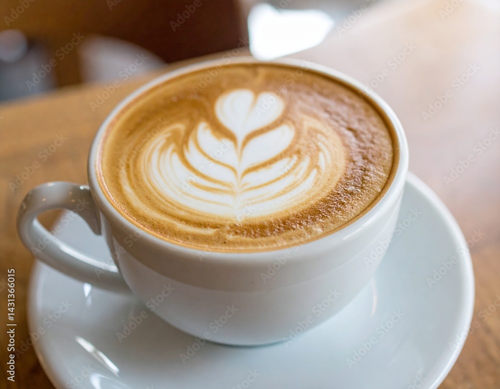 Image of a cup of cappuccino with a blurred background Image of a cup of cappuccino with a blurred background