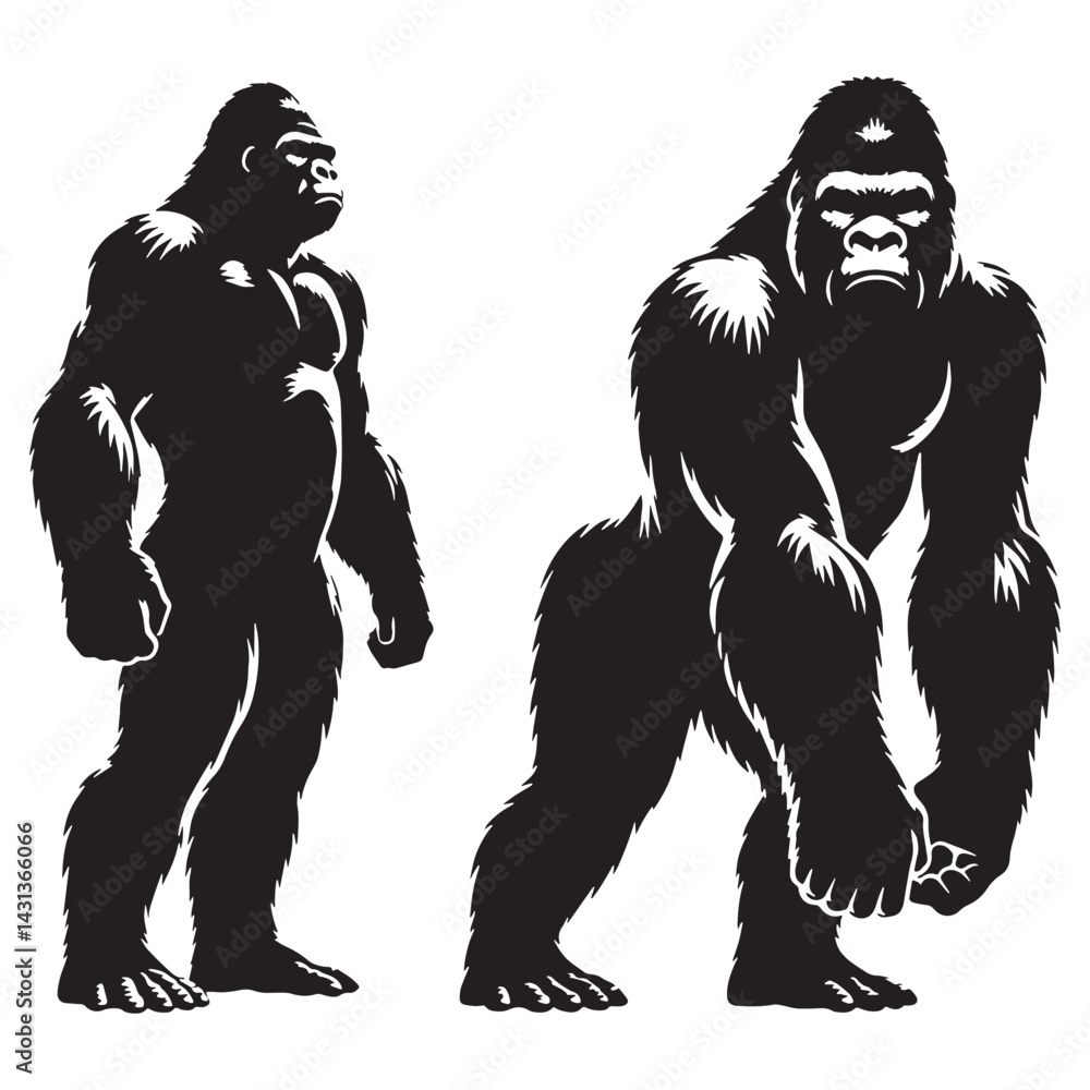 Fototapeta premium Flat design gorilla vector silhouette optimized for branding elements – gorilla silhouette – gorilla vector – gorilla illustration – silhouette of gorilla – gorilla icon