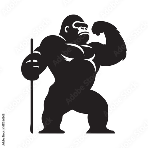 Black solid gorilla silhouette vector tailored for contemporary graphics – gorilla silhouette – gorilla vector – gorilla illustration – silhouette of gorilla – gorilla icon

