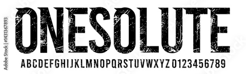 Onesolute is a good alphabet, Rustic Font,Grunge Font,Vector Illustration
