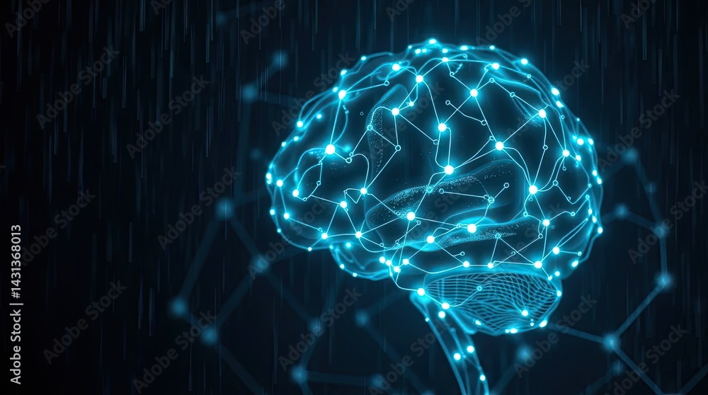 Abstract illustration of a human brain network. Abstract illustration of a human brain network.