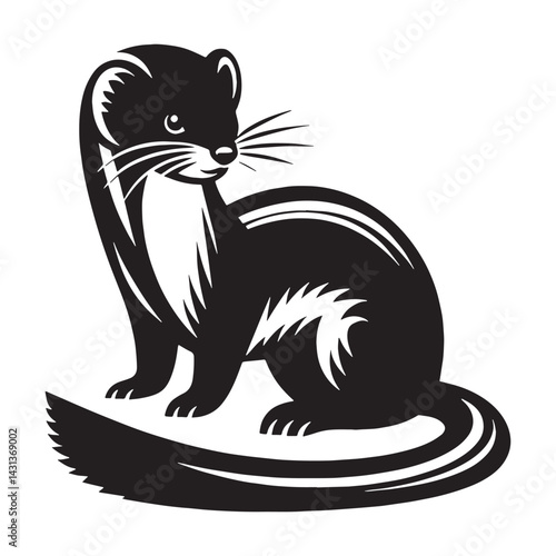Bold contrast weasel silhouette vector engineered for print-ready output – weasel silhouette – weasel vector – weasel illustration – silhouette of weasel – weasel icon

