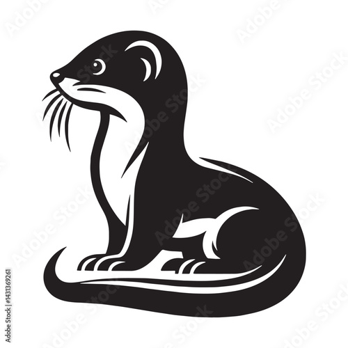 Isolated weasel vector with sharp silhouette for icon creators – weasel silhouette – weasel vector – weasel illustration – silhouette of weasel – weasel icon

