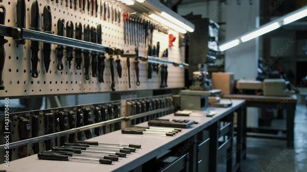 Pristine Workshop Environment with Tools and Equipment for Crafting Pristine Workshop Environment with Tools and Equipment for Crafting