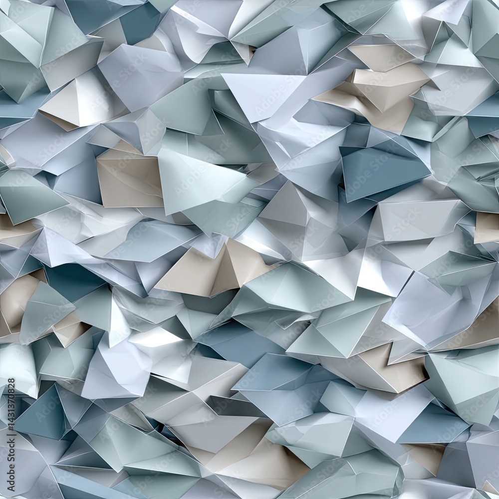 This low-poly background showcases a unique arrangement of gray triangles, perfect for minimalistic design projects or wallpapers SEAMLESS PATTERN