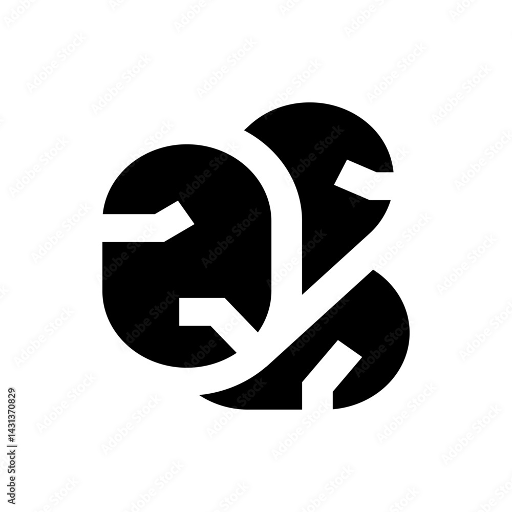 Abstract black and white design featuring intertwined shapes and geometric patterns with a modern aesthetic Abstract black and white design featuring intertwined shapes and geometric patterns with a modern aesthetic