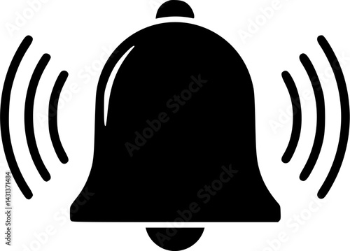 Notification bell icon for incoming inbox message. Vector ringing bell and notification number sign for alarm clock and smartphone application alert vector illustration silhouette 