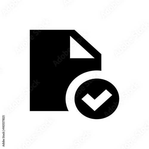Black and white document icon with a check mark inside a circle indicating file verification success
