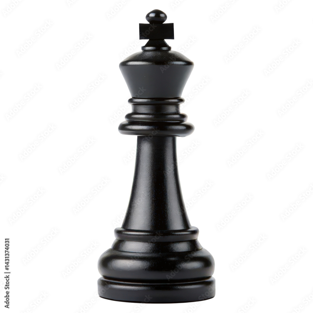 A black chess king piece, featuring a rounded base, intricately detailed with a smooth finish. A black chess king piece, featuring a rounded base, intricately detailed with a smooth finish.