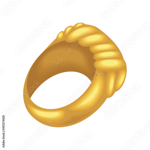 Papal Ring Curved Band Gold Seal Clerical Emblem Religious Jewelry