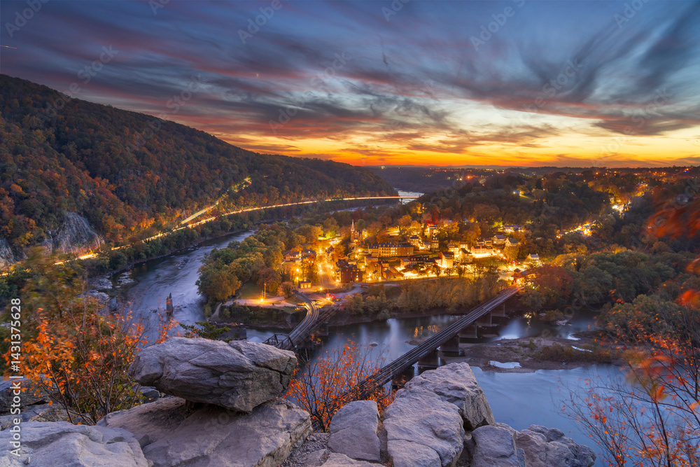 Harpers Ferry, West Virginia, USA overlooking the Shenandoah Valley