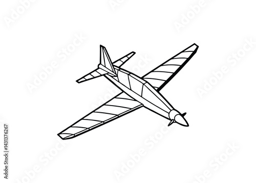 Silhouette of glider isolated on a white background