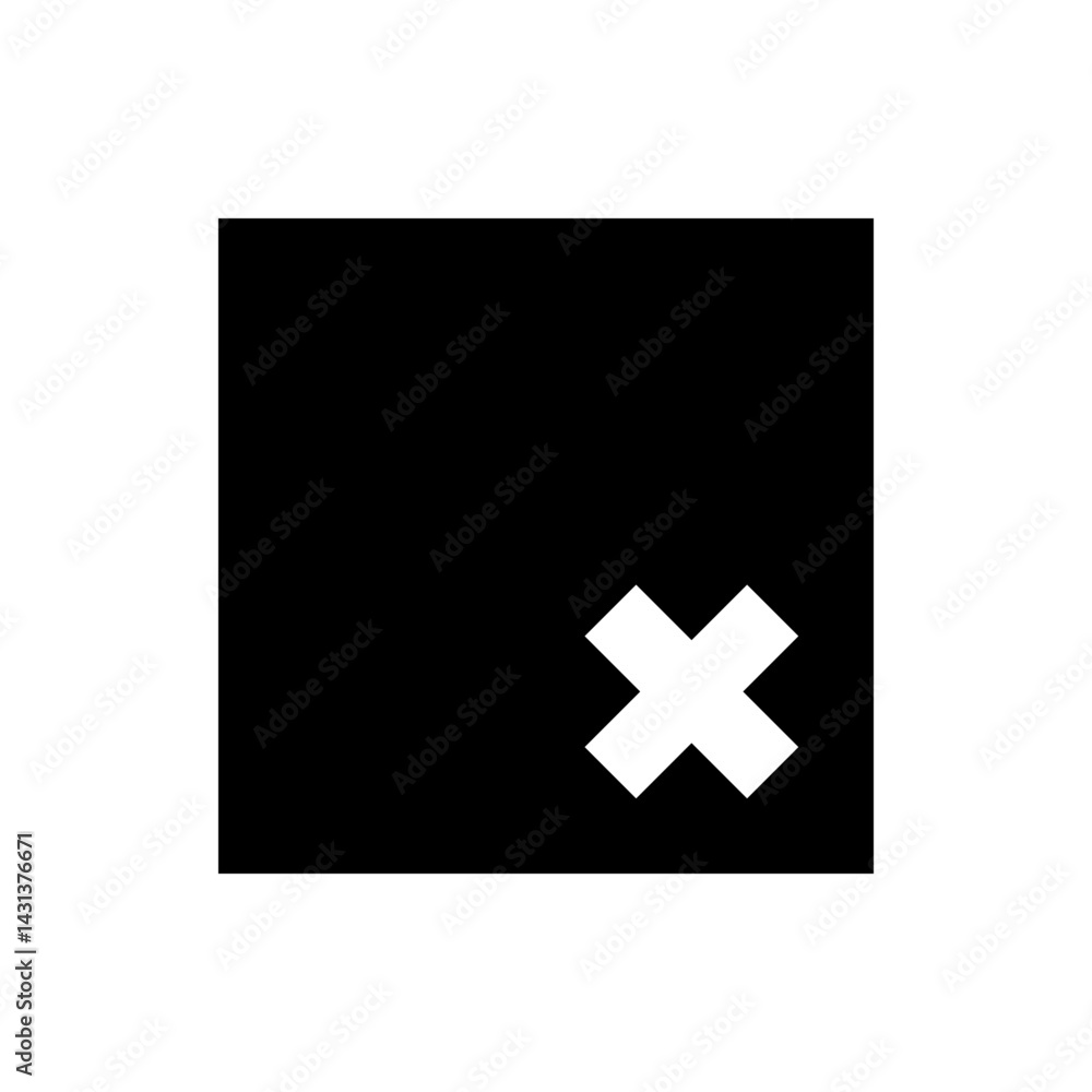 Obraz premium Black square with a white cross shape in the bottom right corner creating a simple graphic design element
