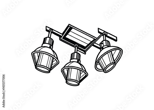 Silhouette of halogen lights isolated on a white background