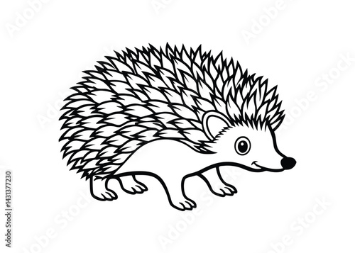 Silhouette of hedgehogs isolated on a white background