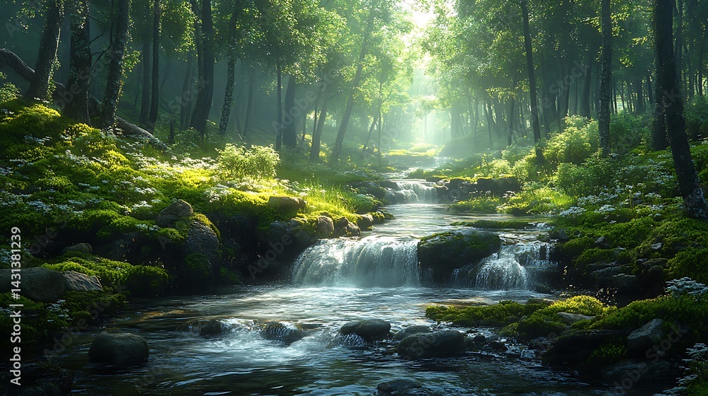 Magical moss-covered landscape scene high resolution picture Magical moss-covered landscape scene high resolution picture