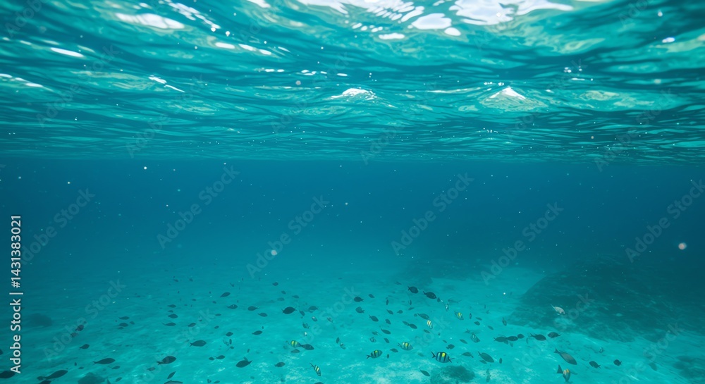 Obraz premium Mesmerizing Underwater Scene Crystal Clear Waters and Vibrant Marine Life