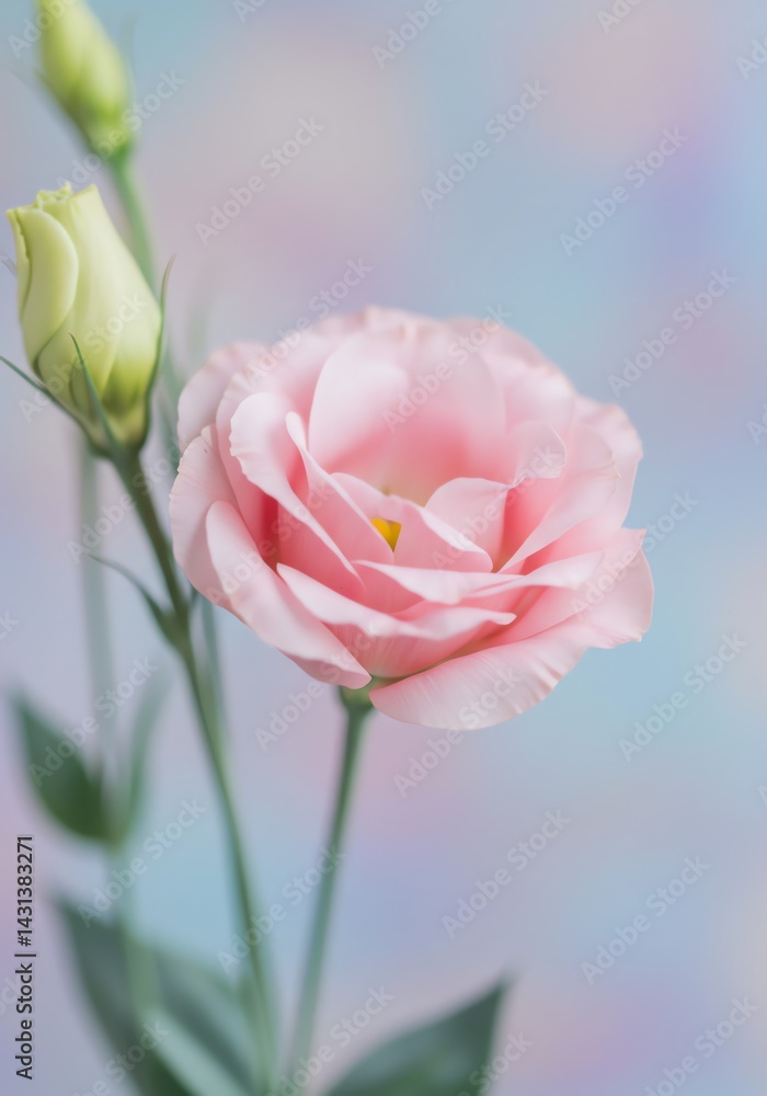 Fototapeta premium Delicate Pink Lisianthus Flower Blossom Close-Up Photography