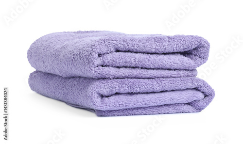Stack of clean towels isolated on white