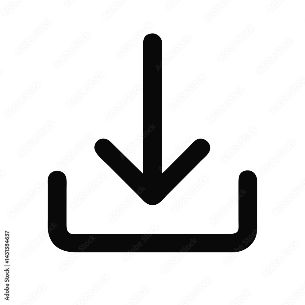 Downloading Concept with Downward Arrow over Rectangular Tray Icon Downloading Concept with Downward Arrow over Rectangular Tray Icon