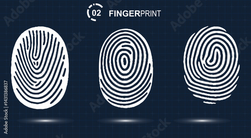 Set of fingerprints icons. Fingerprint different shapes. Fingerprint scanning icon sign. Vector Illustration. EPS 10