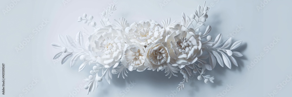 Custom Designed Wedding Invitation illustration Art with Intricate 3D Monogram Delicate White Floral Patterns and Soft Textured Background in Ivory Perfect for Elegant and Luxurious Celebrations Custom Designed Wedding Invitation illustration Art with Intricate 3D Monogram Delicate White Floral Patterns and Soft Textured Background in Ivory Perfect for Elegant and Luxurious Celebrations