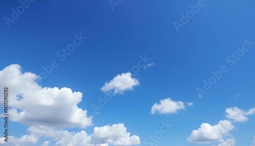 A clear blue sky with scattered white clouds on a sunny day creating a peaceful and serene atmosphere