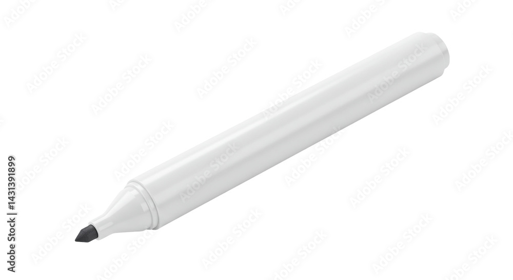 A white marker with a black tip isolated against a black background in a studio setting close up view A white marker with a black tip isolated against a black background in a studio setting close up view