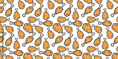 fried chicken seamless pattern background. doodle fried chicken pattern background. fast food background. Chicken leg pattern. Chicken pattern. burger.