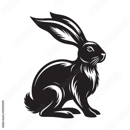 Precise hare silhouette vector with clean lines for professional logo creation – hare silhouette – hare vector – hare illustration – silhouette of hare – hare icon

