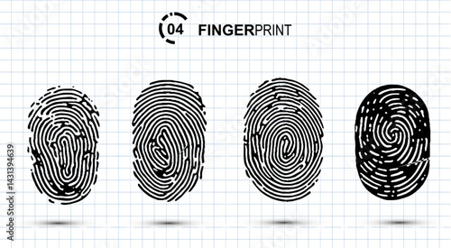 Fingerprint identification collection. Scan fingerprint, security or identification system concepts. 
