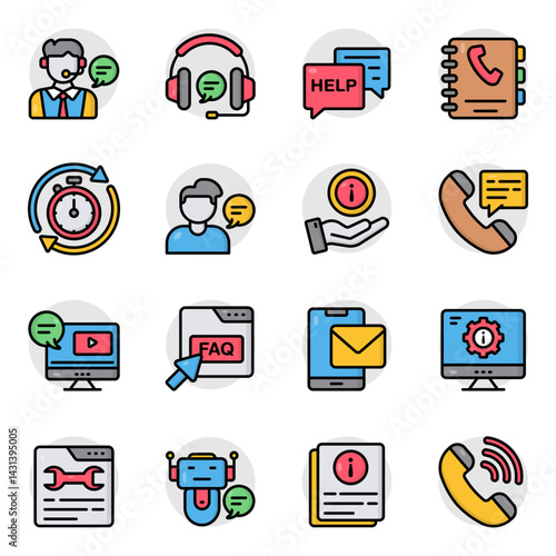 Set of Customer Service Flat Icons