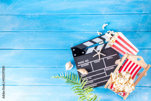 фотографія Summer holiday and vacation movie cinema marathon background Cinema clapper-boar