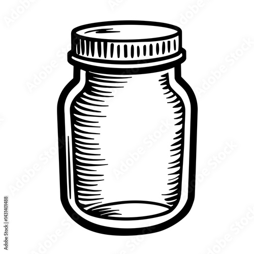 Hand-drawn sketch jar icon representing preserved food or packaged product - concept of ecommerce menu visual grocery packaging pantry storage