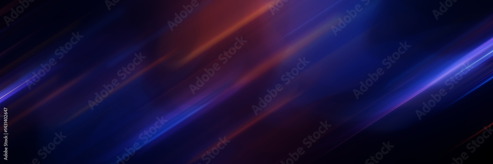Fototapeta premium Blue and Purple Diagonal Light Streaks with Sparkles Background. Vibrant glowing lines create dynamic motion blur effect on dark backdrop. Futuristic abstract.
