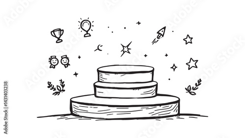 Award ceremony line art illustration design for celebration event