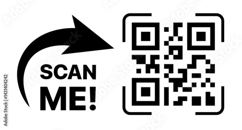 Scan me banner. Qr code scanner