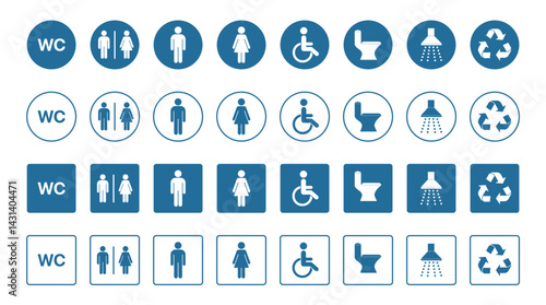 Toilet icons set, WC signs, toilet signs, Bathroom Glyph Icon, Male and female, Men and Women Sign for Restroom.